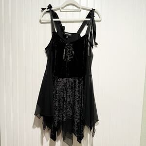 Dollskill Trickz Treats Black Velvet Gothic Dress Corset Whimsygoth Fairy XL